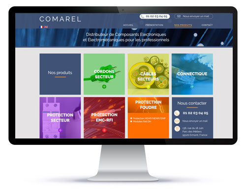 Mockup de la refonte technique et graphique du site Comarel