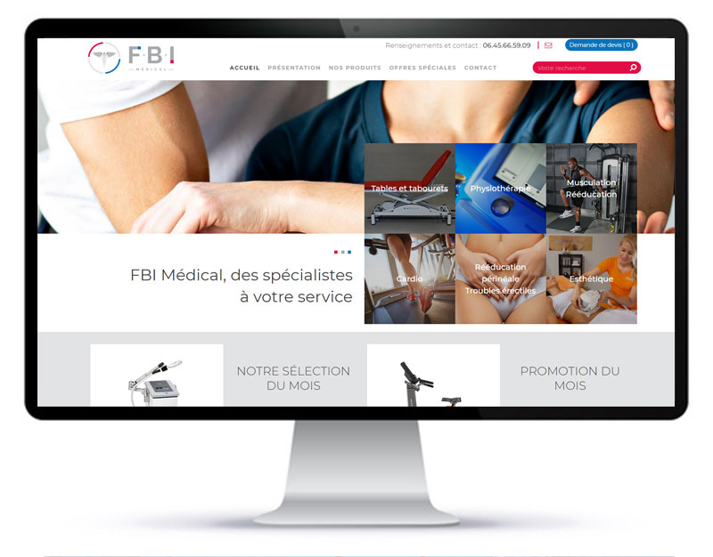Image de réalisation du site internet vitrine de présentation d'équipements médicaux FBI Médical